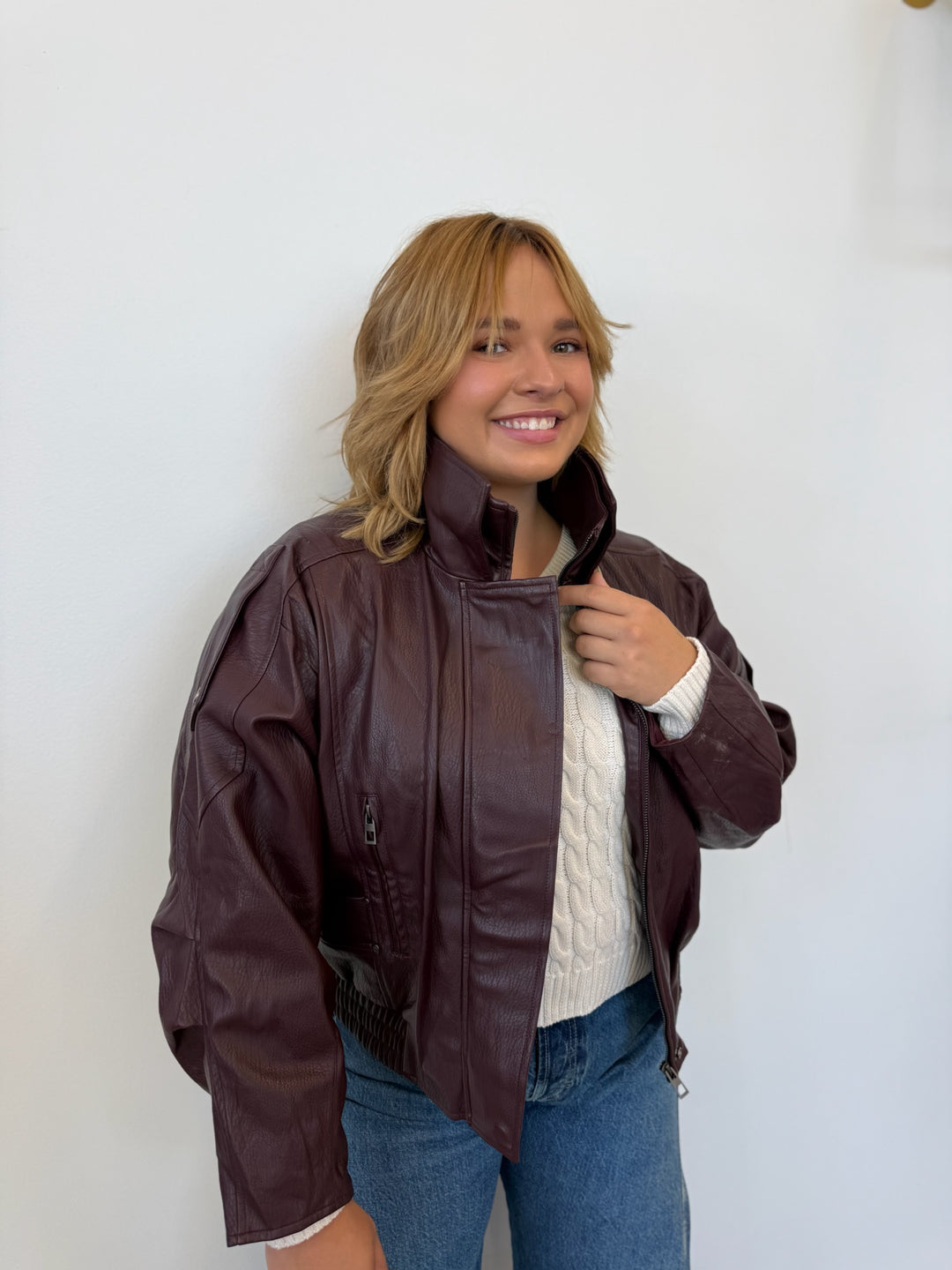 Gisca Oversized Faux Leather Coat