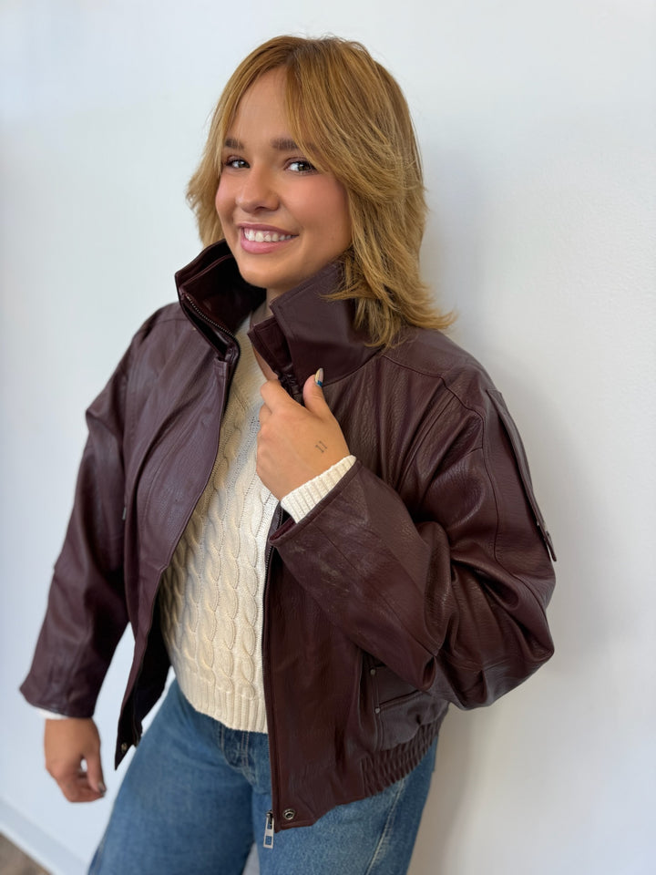 Gisca Oversized Faux Leather Coat