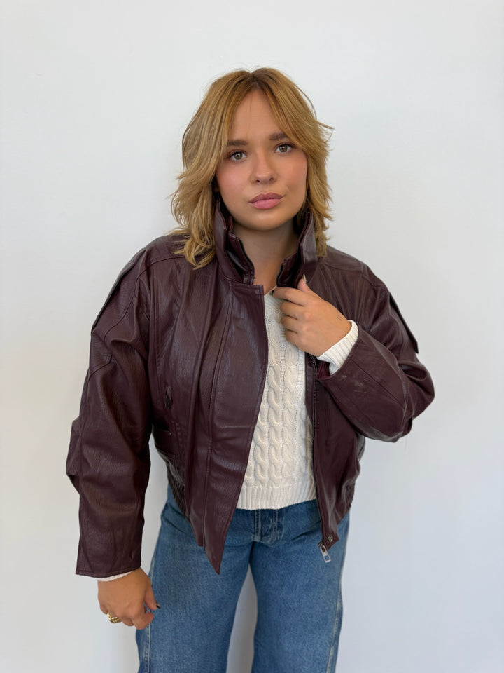 Gisca Oversized Faux Leather Coat