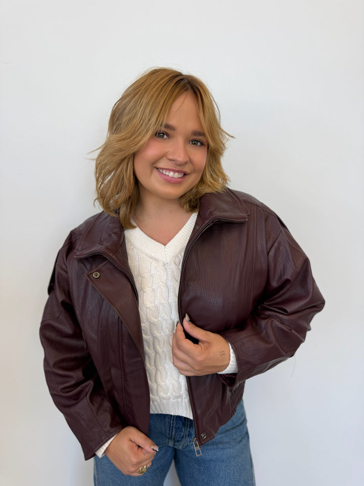 Gisca Oversized Faux Leather Coat
