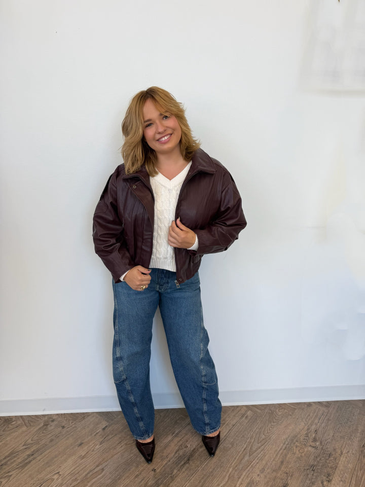 Gisca Oversized Faux Leather Coat