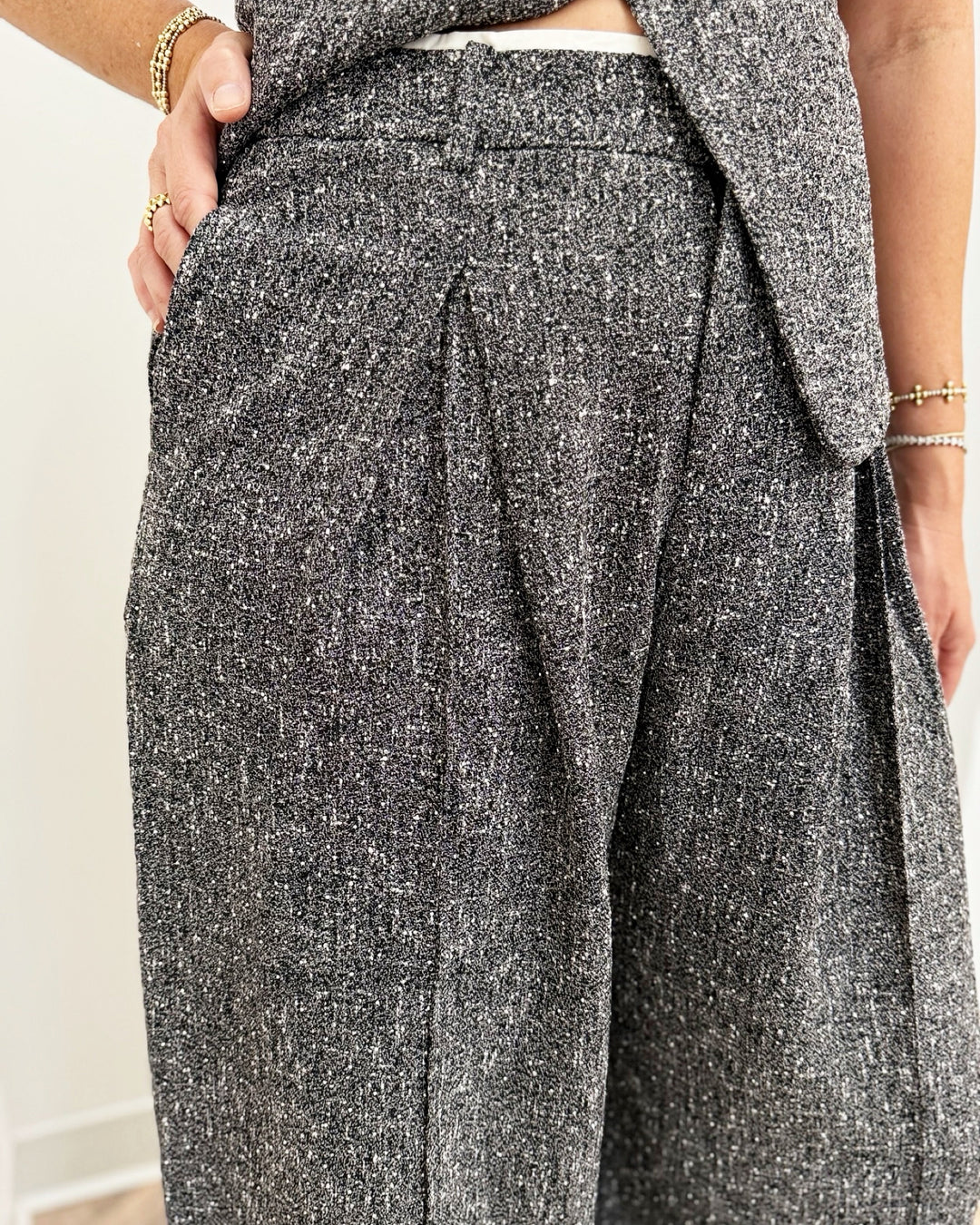 Lazar Textured Knit Wide Leg Trousers