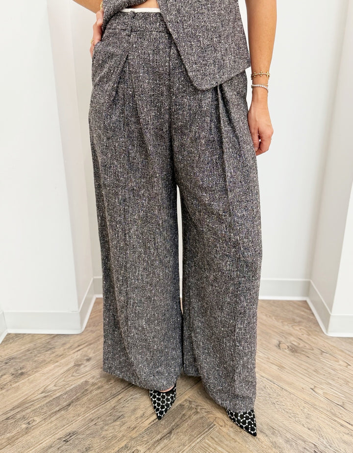 Lazar Textured Knit Wide Leg Trousers
