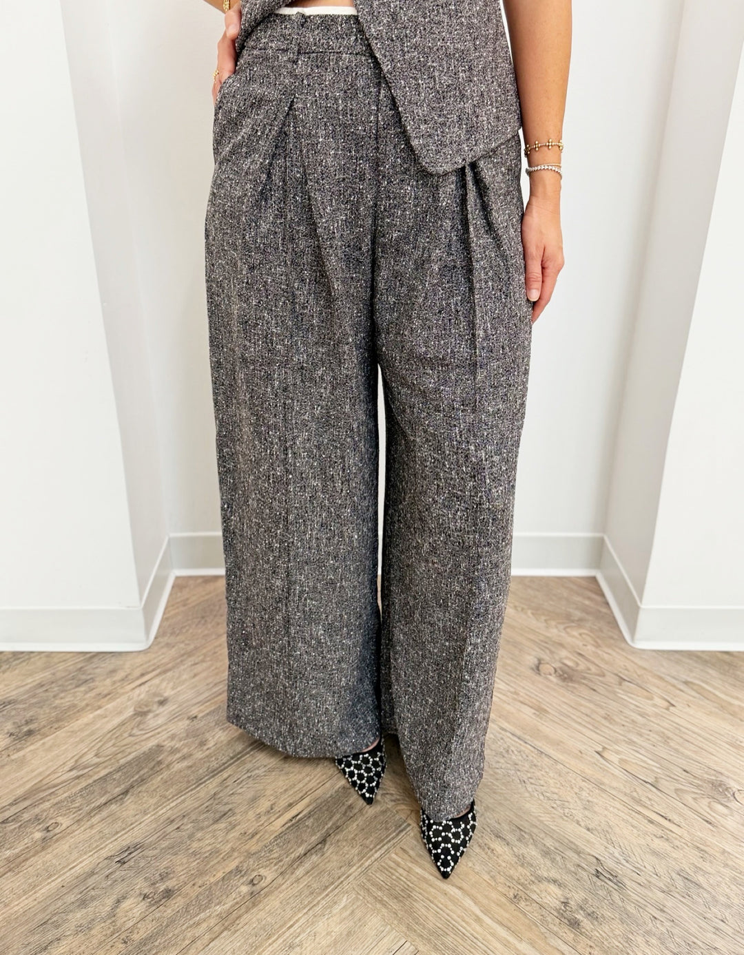 Lazar Textured Knit Wide Leg Trousers