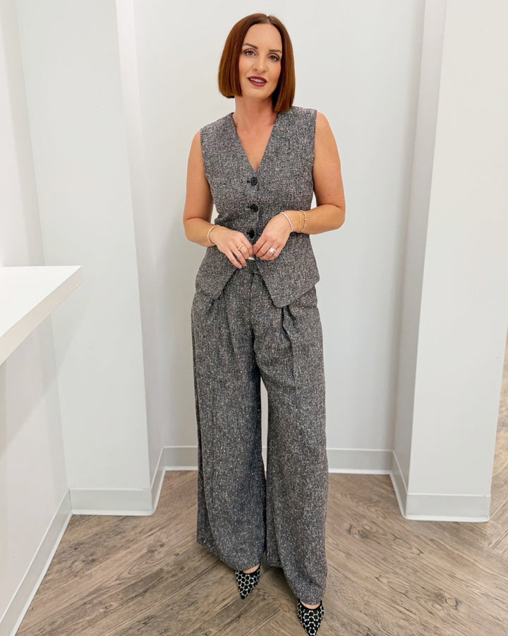 Lazar Textured Knit Wide Leg Trousers