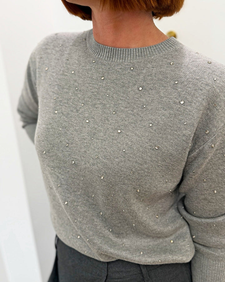 Payeti Long Sleeve Rhinestone Knit with Open Back
