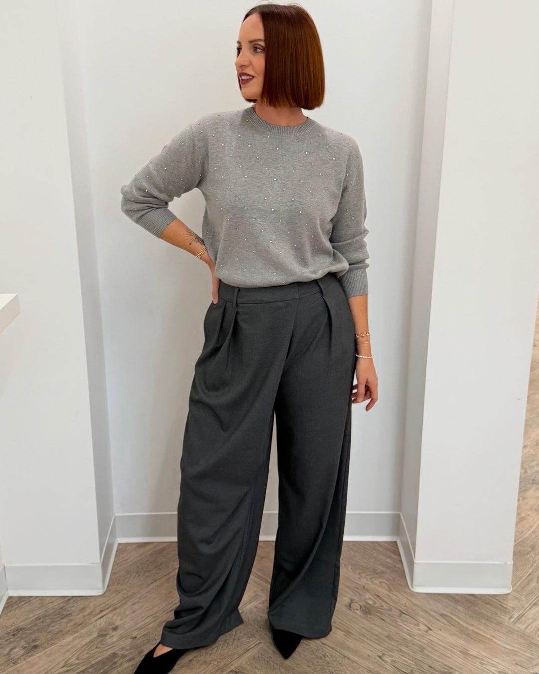 Jupiter High Rise Ultra Wide Leg Knit Trouser