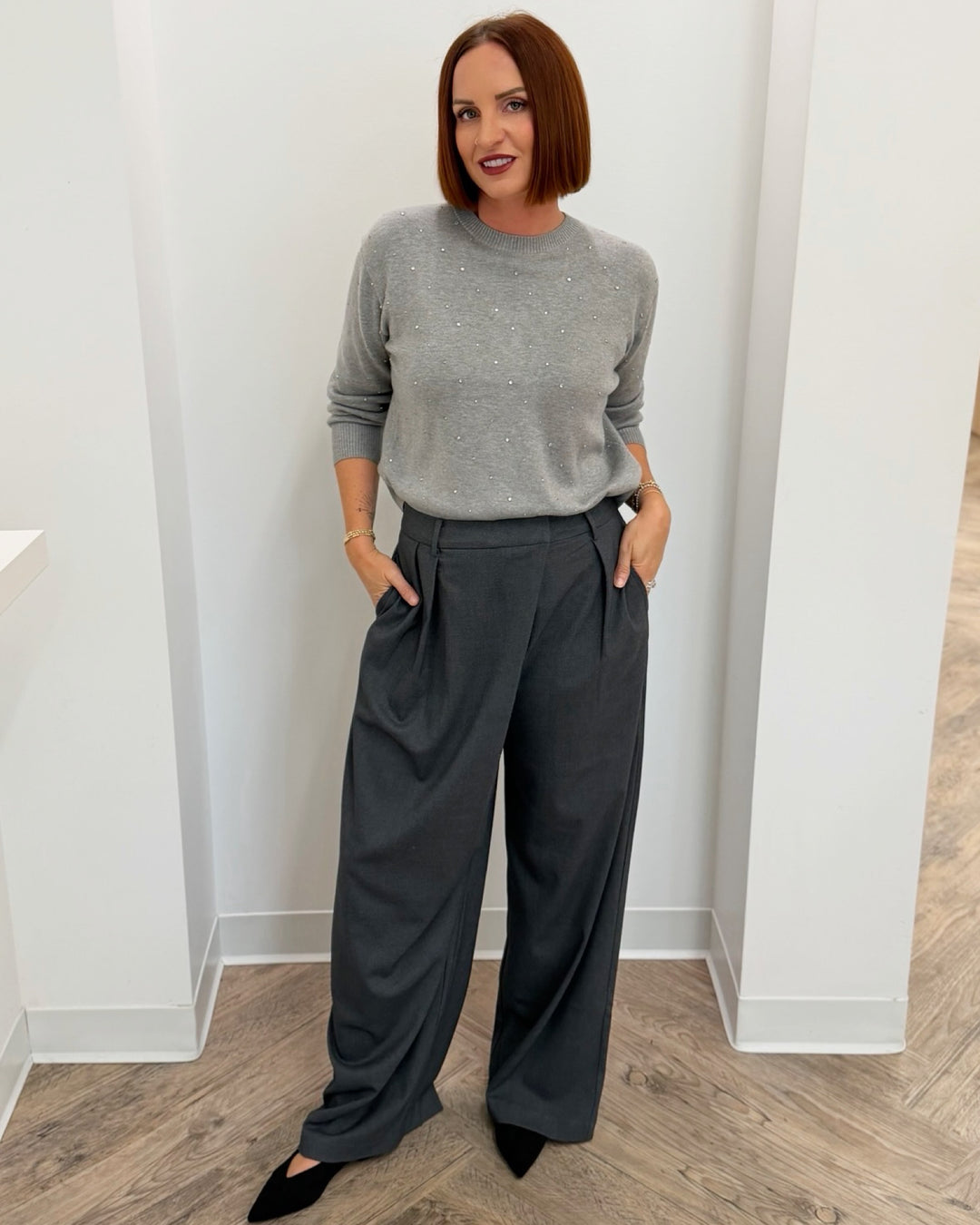 Jupiter High Rise Ultra Wide Leg Knit Trouser