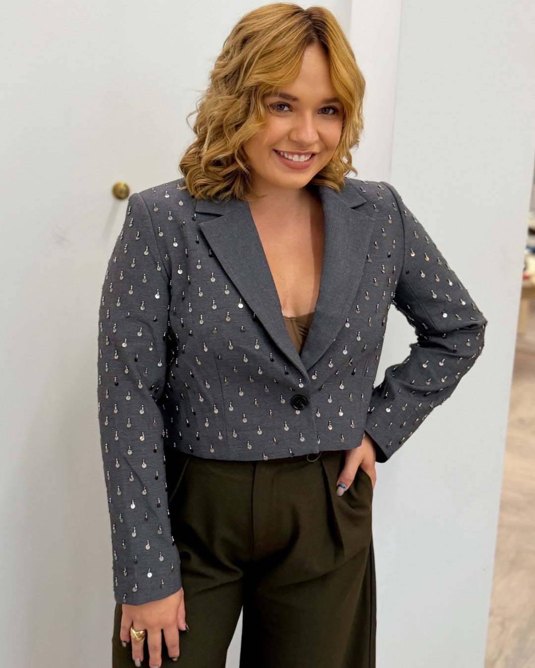 Cipri Embellished Cropped Blazer