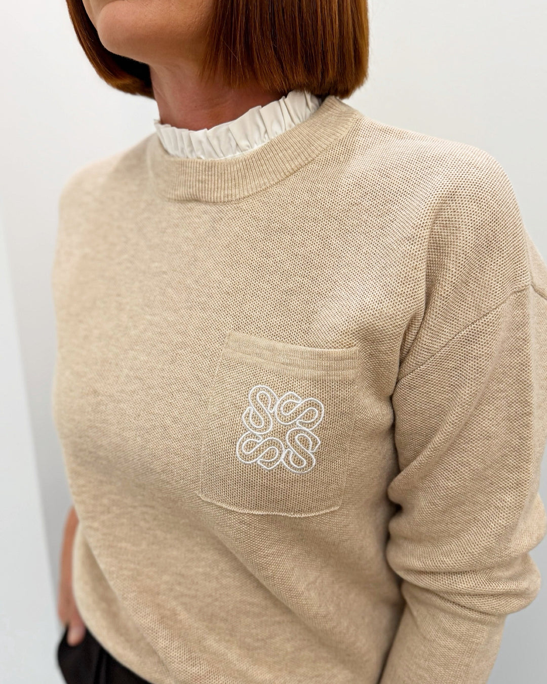 Pacoli Long Sleeve Knit with Collar Detail