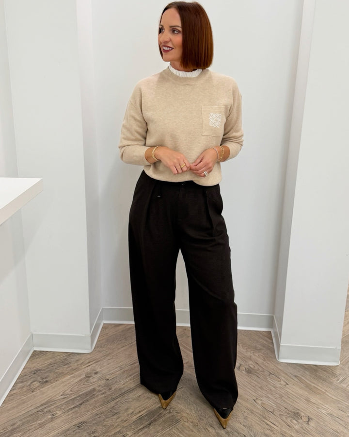 Pacoli Long Sleeve Knit with Collar Detail