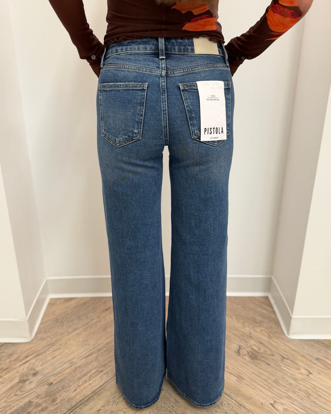 Pistola Vivian Mid Rise Wide Leg Jean