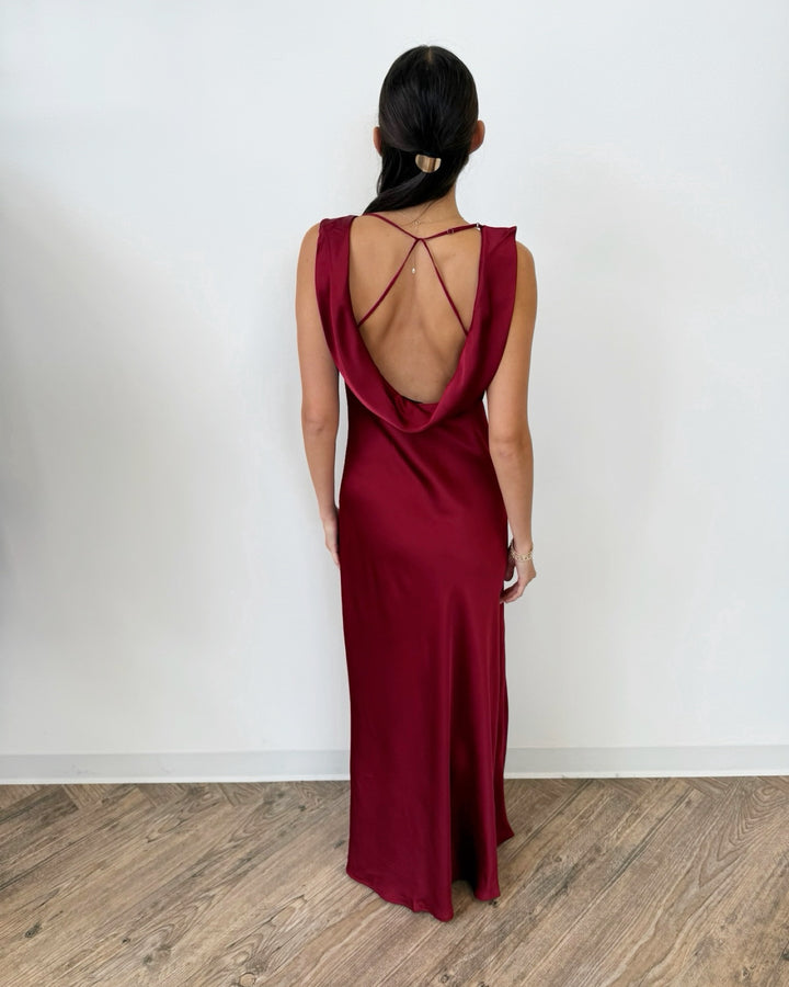Mireya Satin Cowl Neck Dress