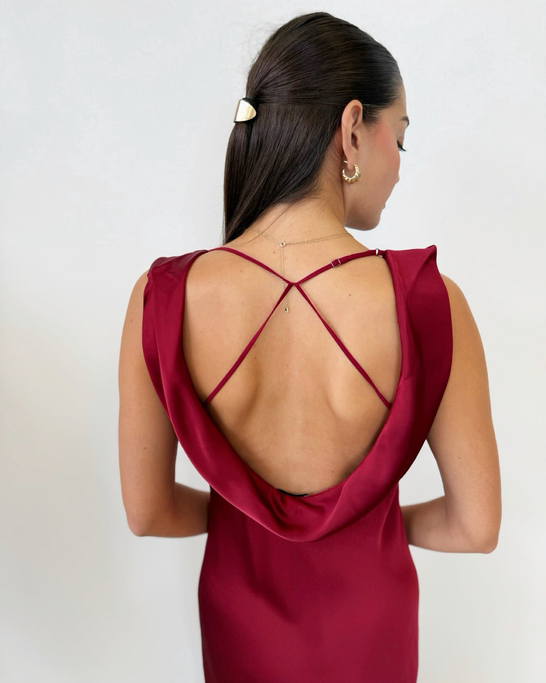 Mireya Satin Cowl Neck Dress