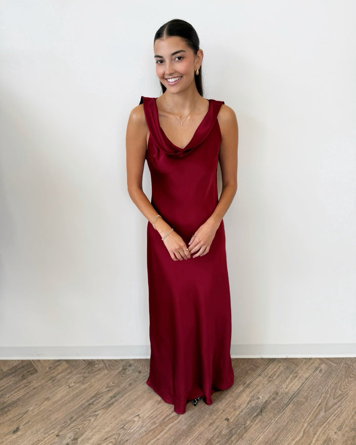 Mireya Satin Cowl Neck Dress