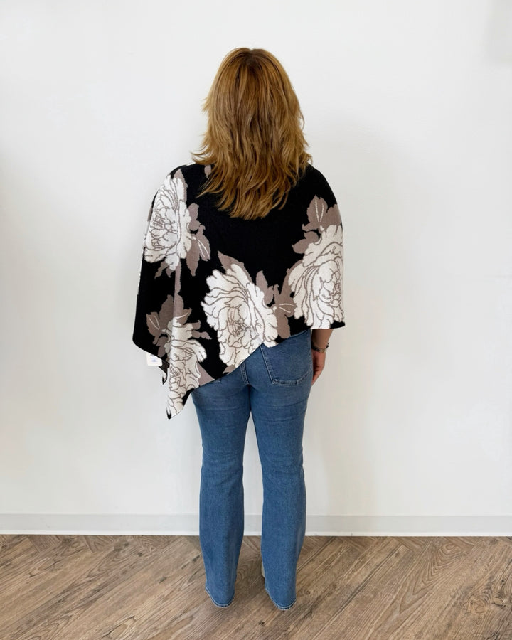 Eden Poncho with Floral Stitching