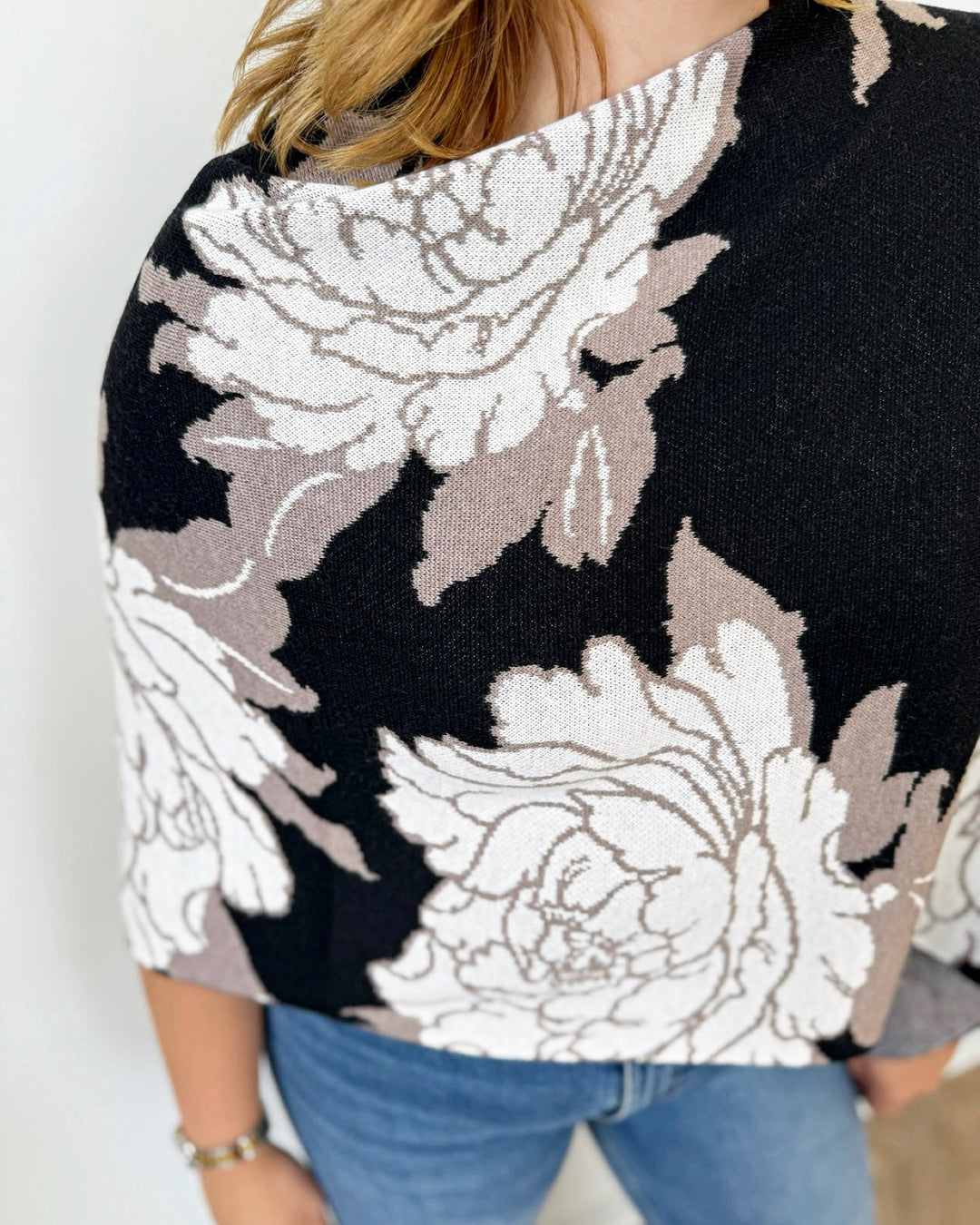Eden Poncho with Floral Stitching
