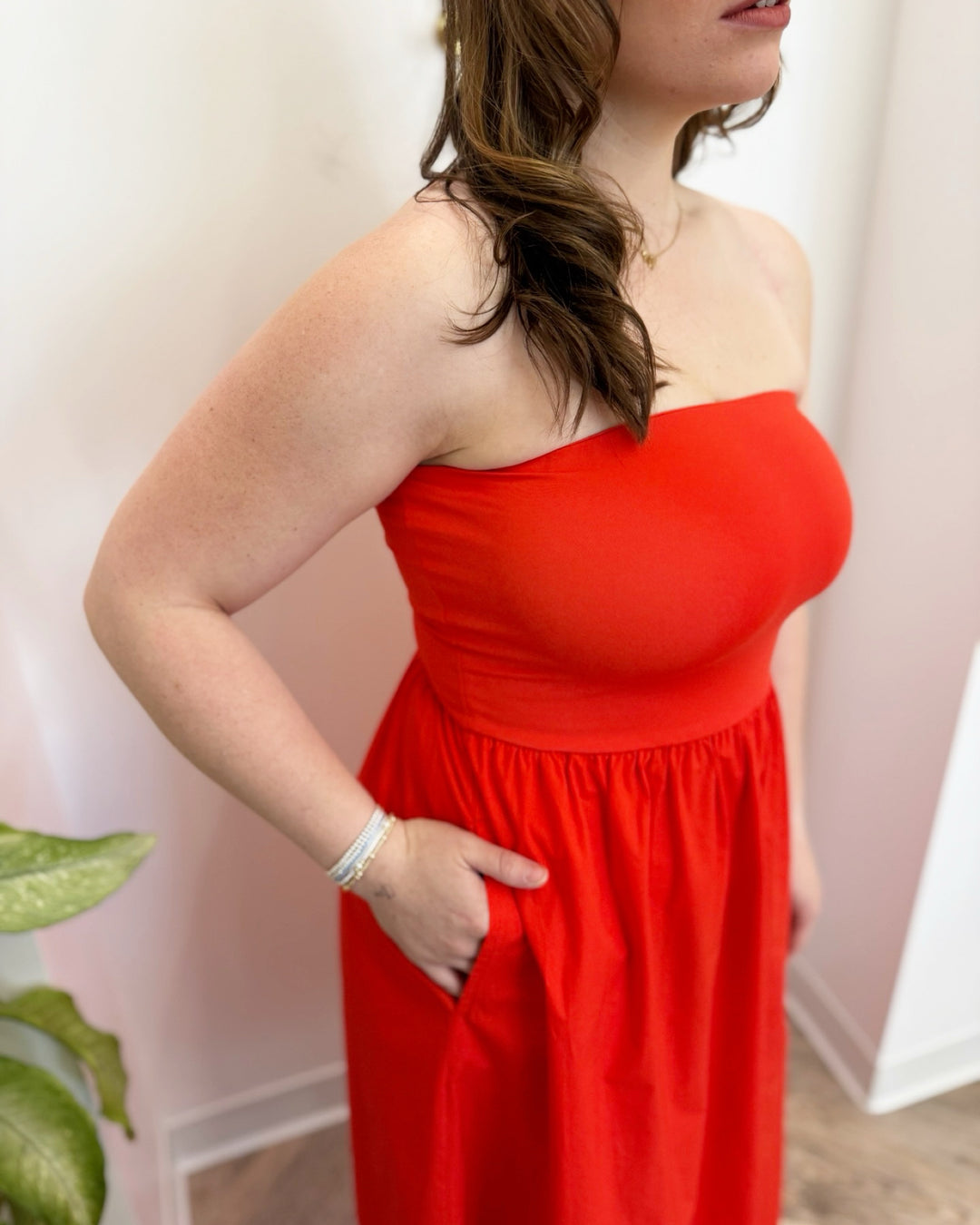 Z Supply Sunsought Strapless Midi Dress