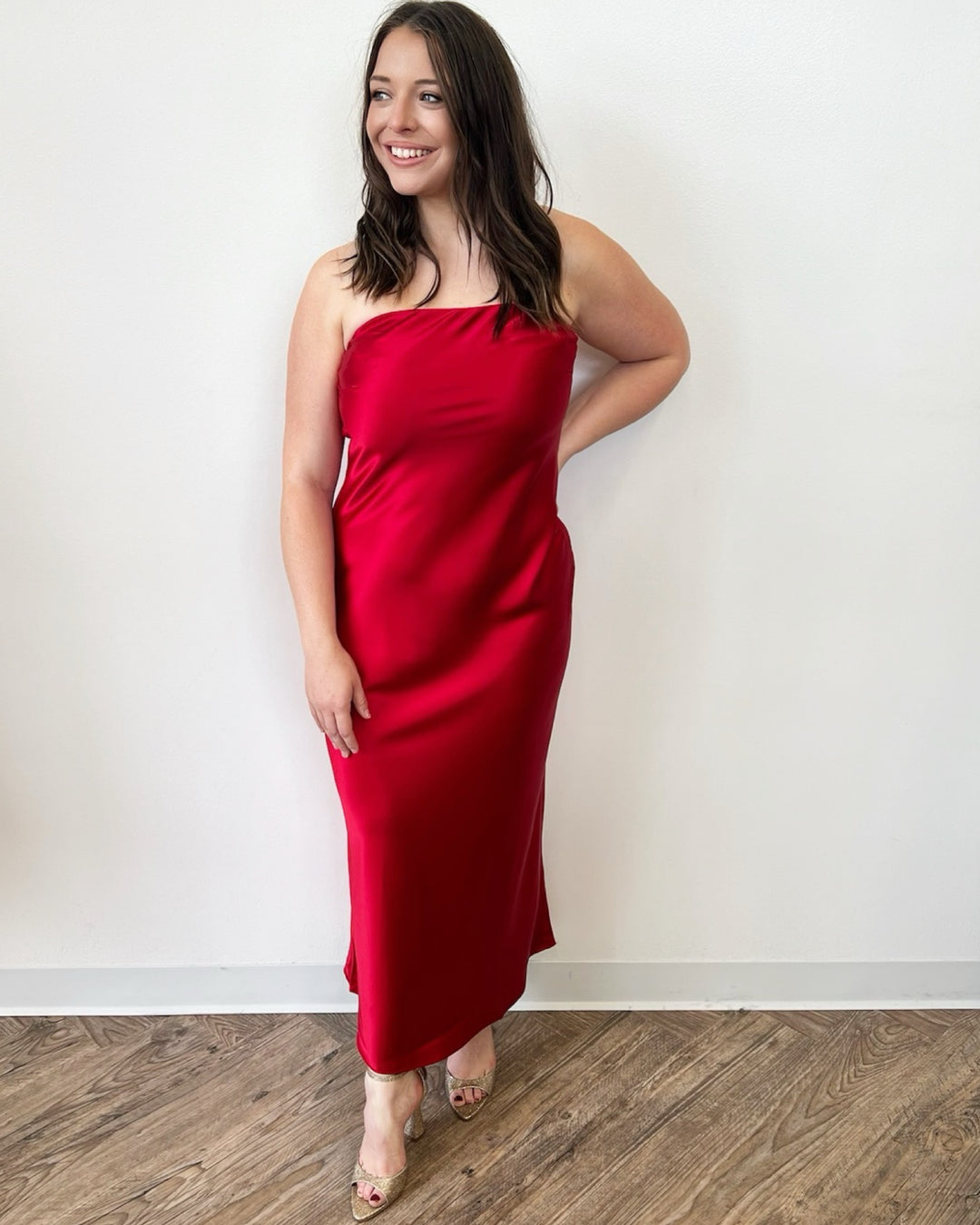 Nadia Strapless Satin Dress