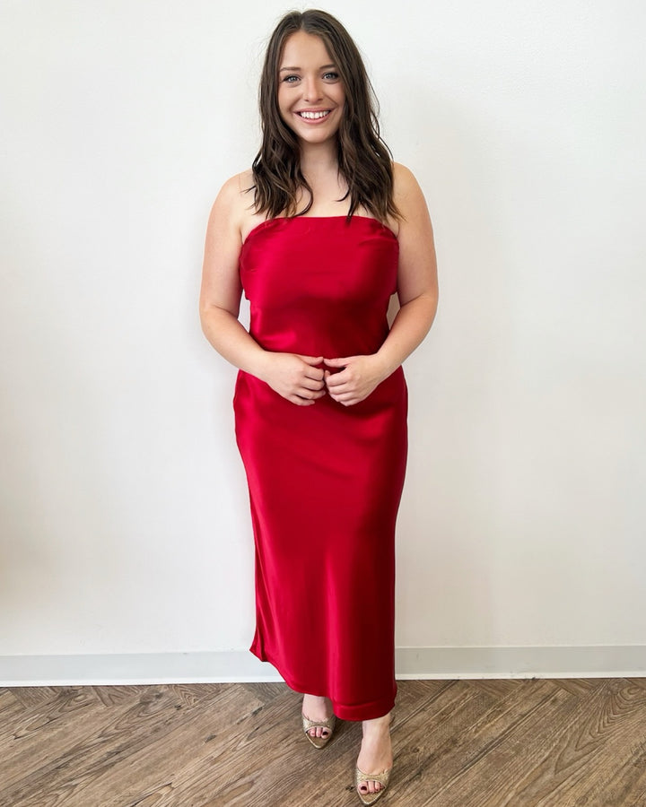 Nadia Strapless Satin Dress