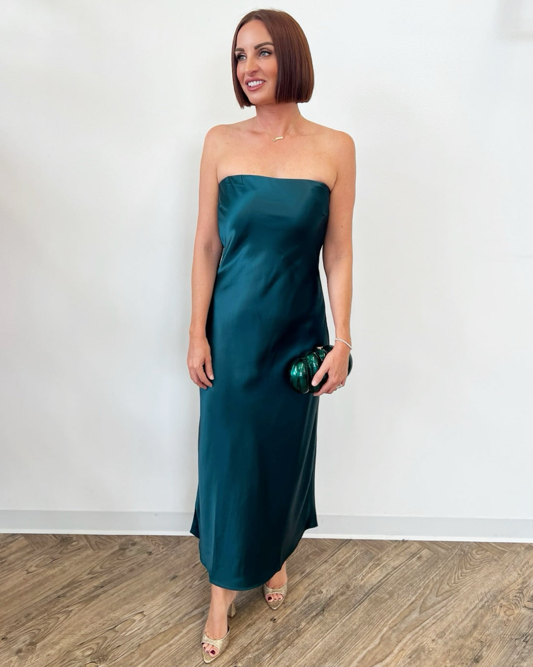 Nadia Strapless Satin Dress