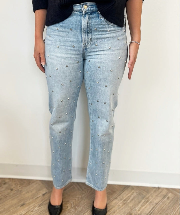 Coldette Mid Rise Studded Denim