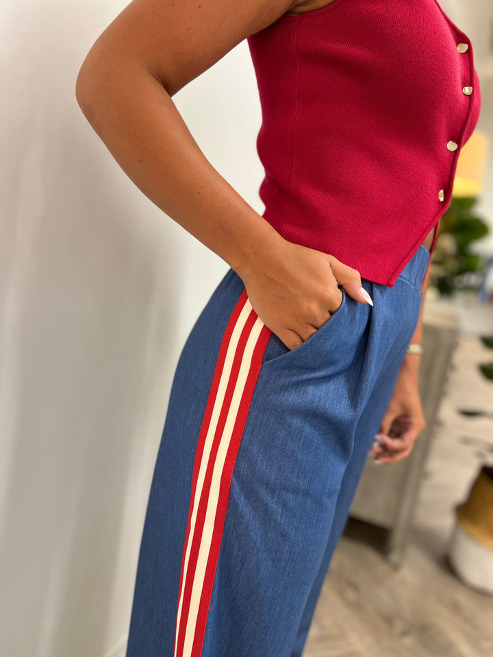 Jules Pull on Striped Pant