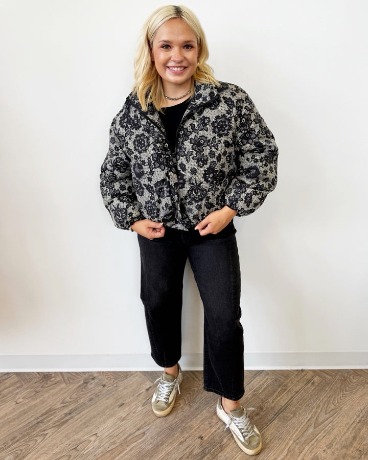 Juliette Floral Lace Printed Puffer Coat