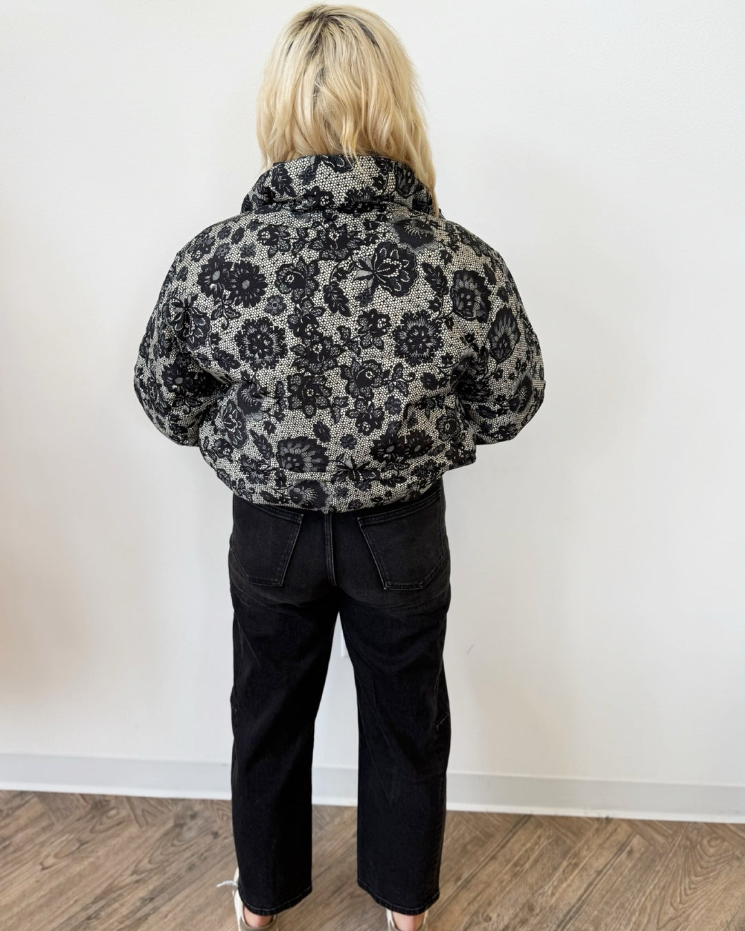 Juliette Floral Lace Printed Puffer Coat