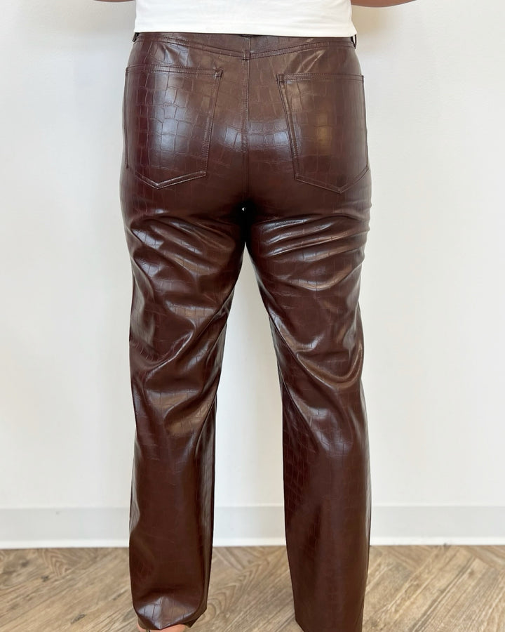 Branzo High Rise Textured Faux Leather Pant