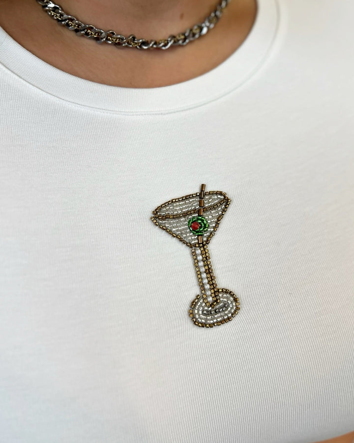 "Martini Please" Short Sleeve Beaded Tee