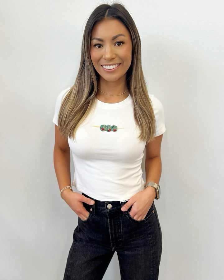 "Martini Please" Short Sleeve Beaded Tee