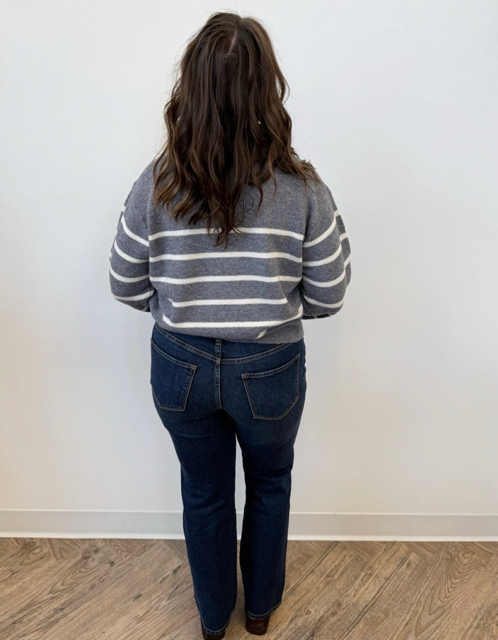 Aida Striped Mock Neck Sweatersweater