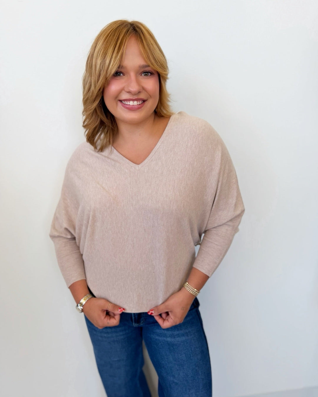 Alivia Long Sleeve V Neck Knit Toplong sleeve knit