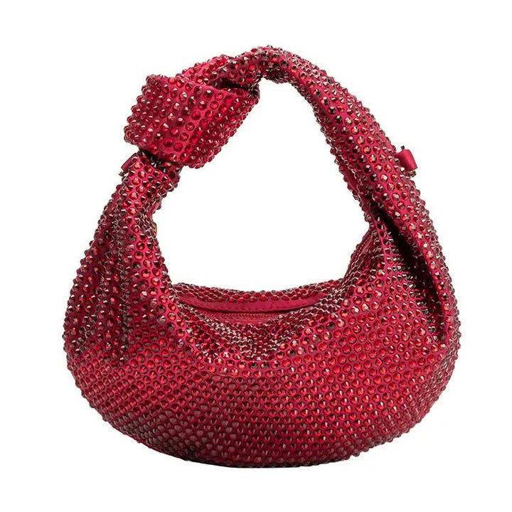 Amber Burgundy Rhinestone Studded Hobo BagBag