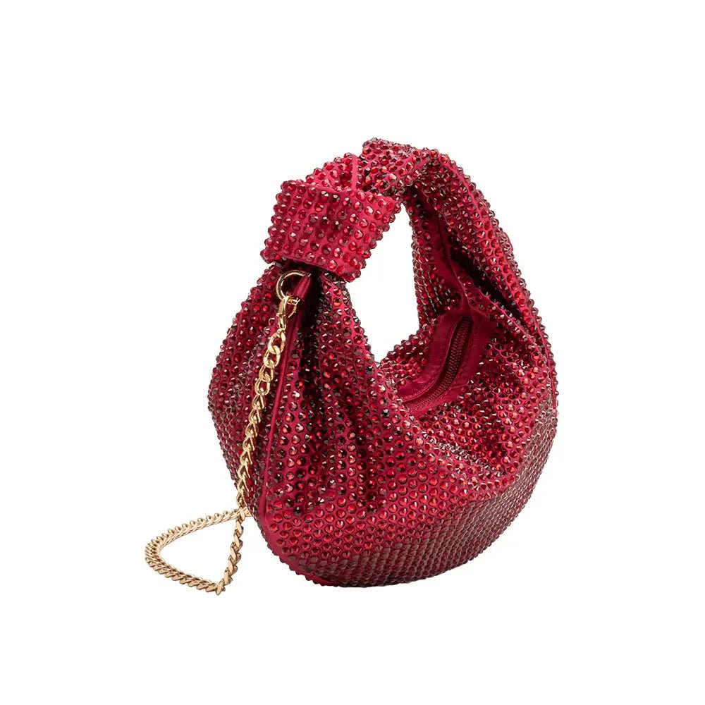 Amber Burgundy Rhinestone Studded Hobo BagBag