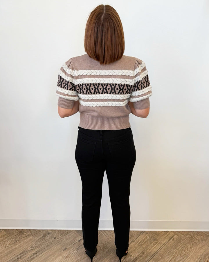 Anniston Braided Cable Knit Short Sleeve Topknit top