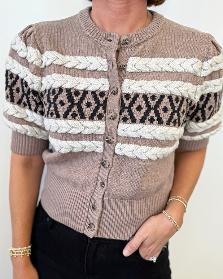Anniston Braided Cable Knit Short Sleeve Topknit top
