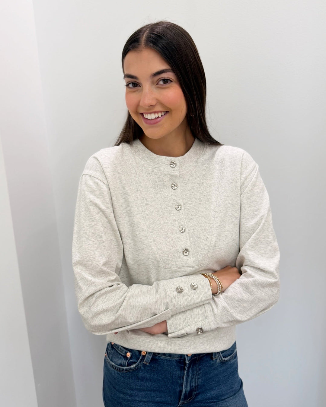 Arnelle Long Sleeve Pullover with Button Detaillong sleeve pullover
