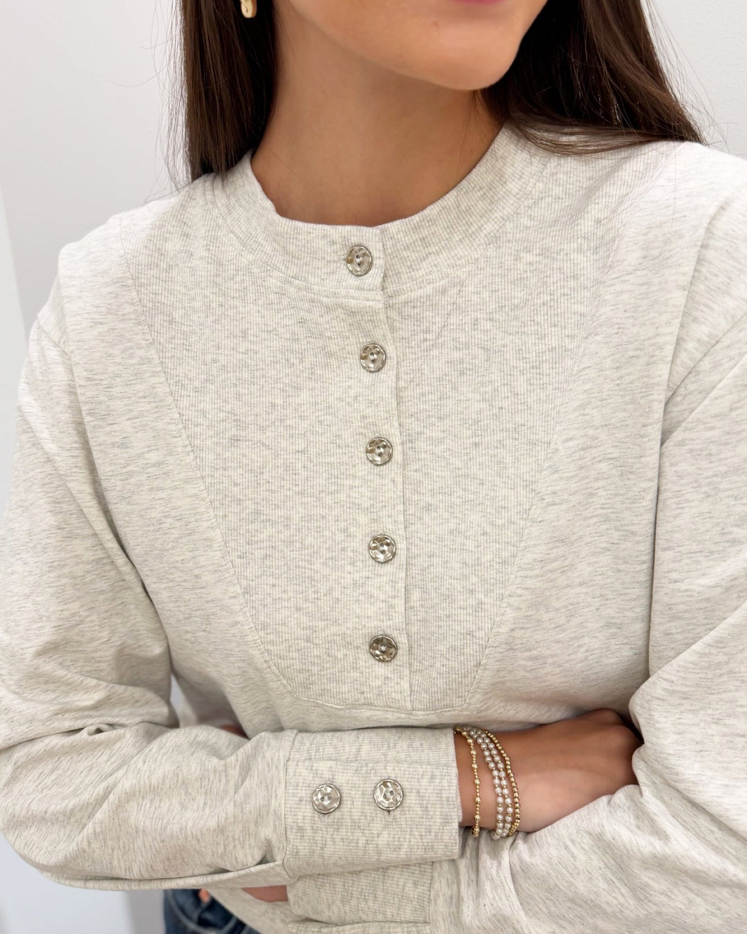 Arnelle Long Sleeve Pullover with Button Detaillong sleeve pullover
