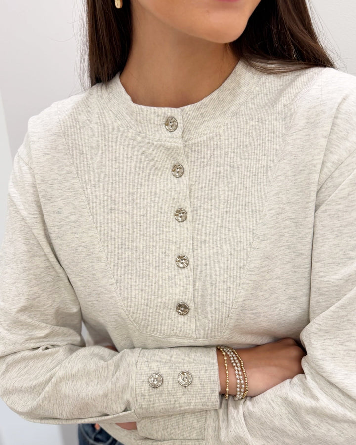 Arnelle Long Sleeve Pullover with Button Detaillong sleeve pullover
