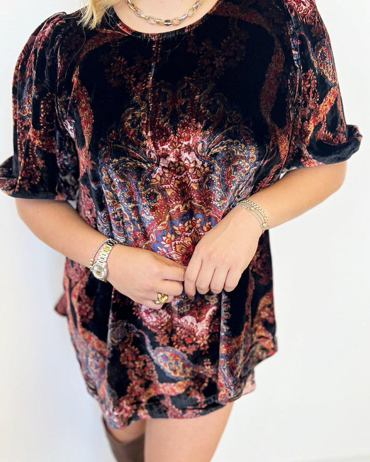 Astrid Printed Velvet MiniTunic