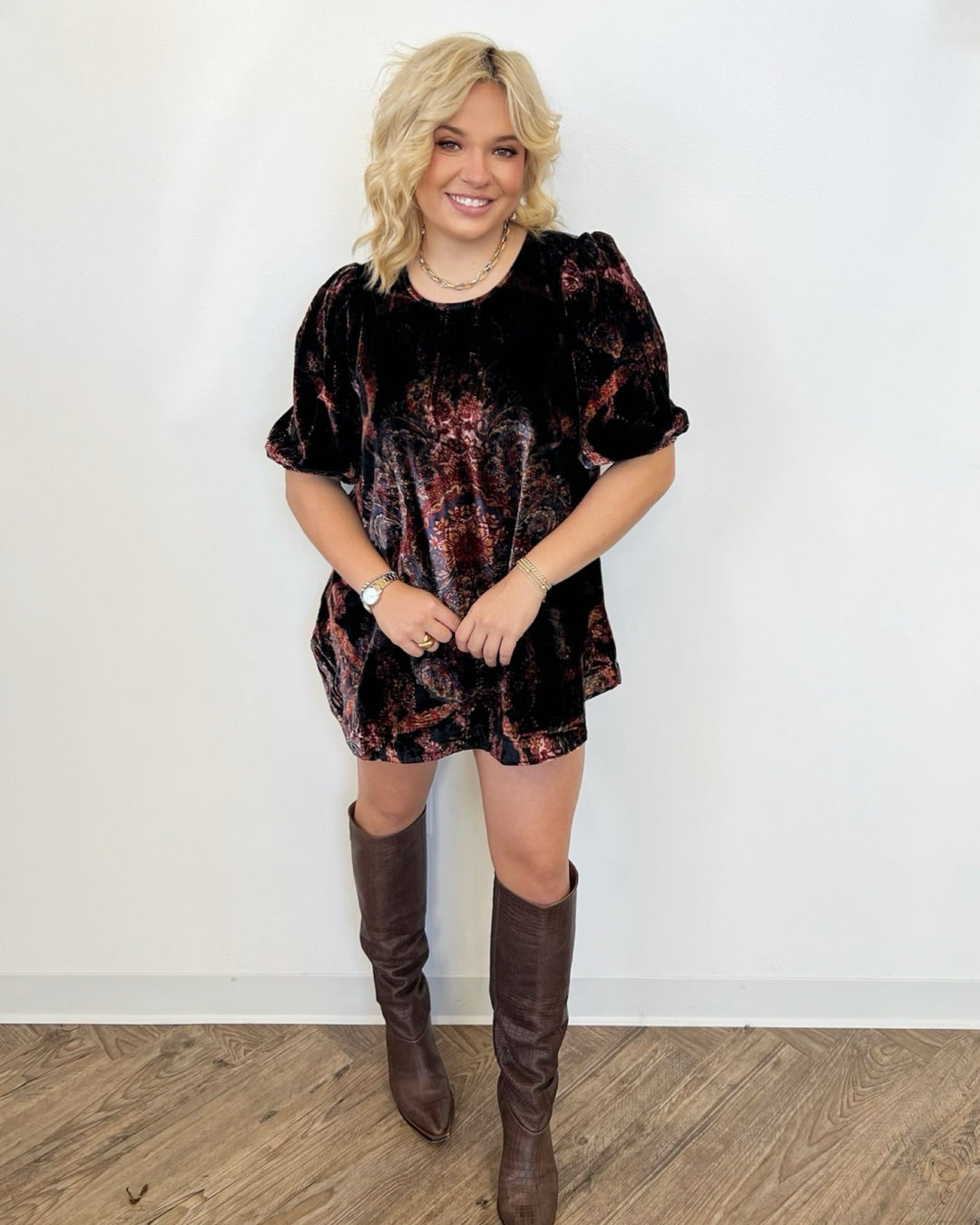 Astrid Printed Velvet MiniTunic