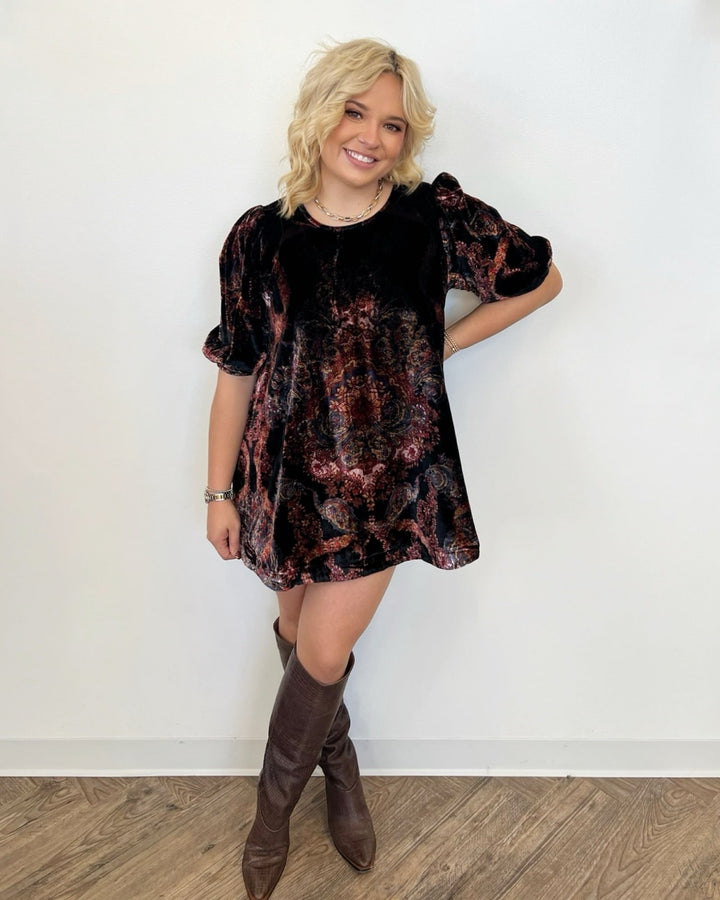 Astrid Printed Velvet MiniTunic