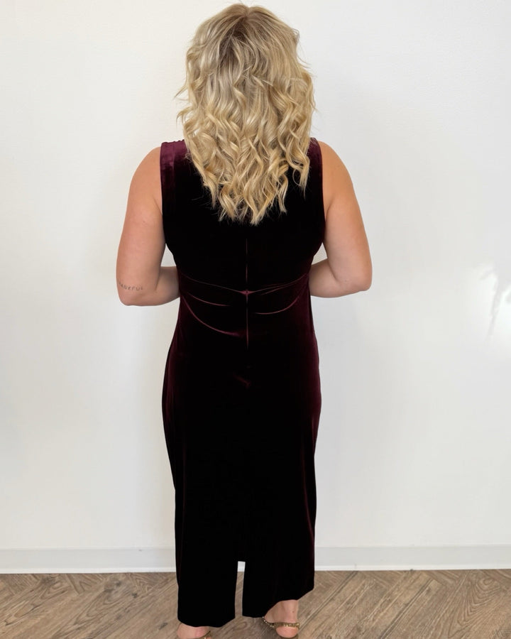 Atonia Ruched Velvet Midi DressDress