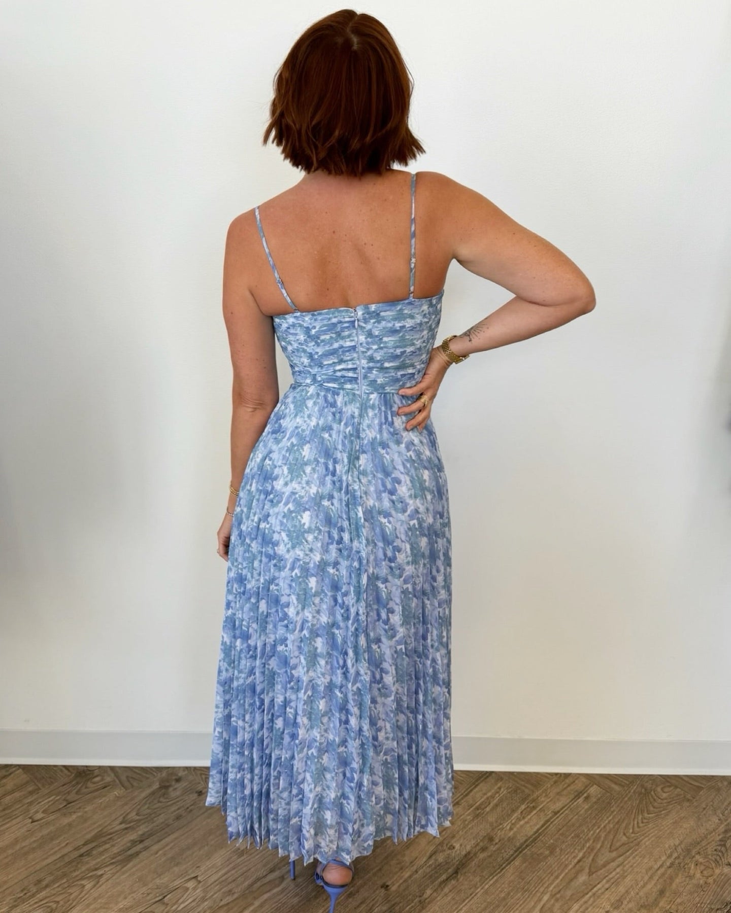 ASTR the Label | Bayley Floral Pleated Maxi Dress in Blue Floral