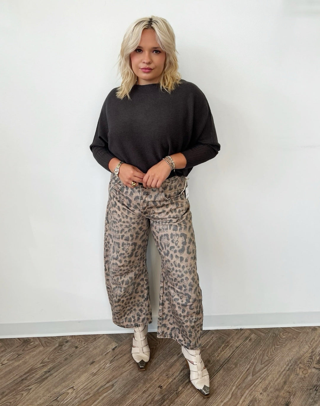 Besette Long Sleeve Knit with Boat Neckline