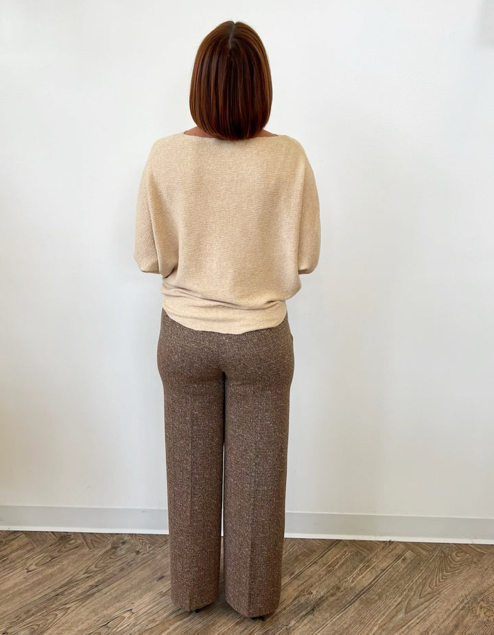 Besette Long Sleeve Knit with Boat Neckline