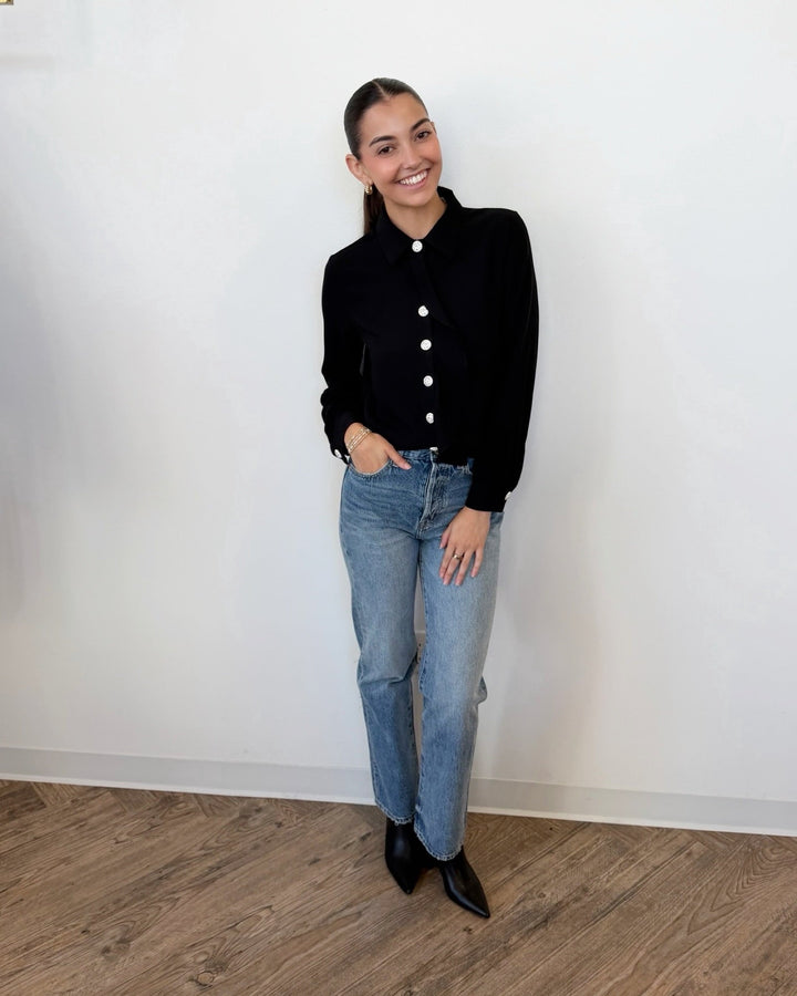 Bishop + Young Proper Ruffle Front Blouselong sleeve blouse