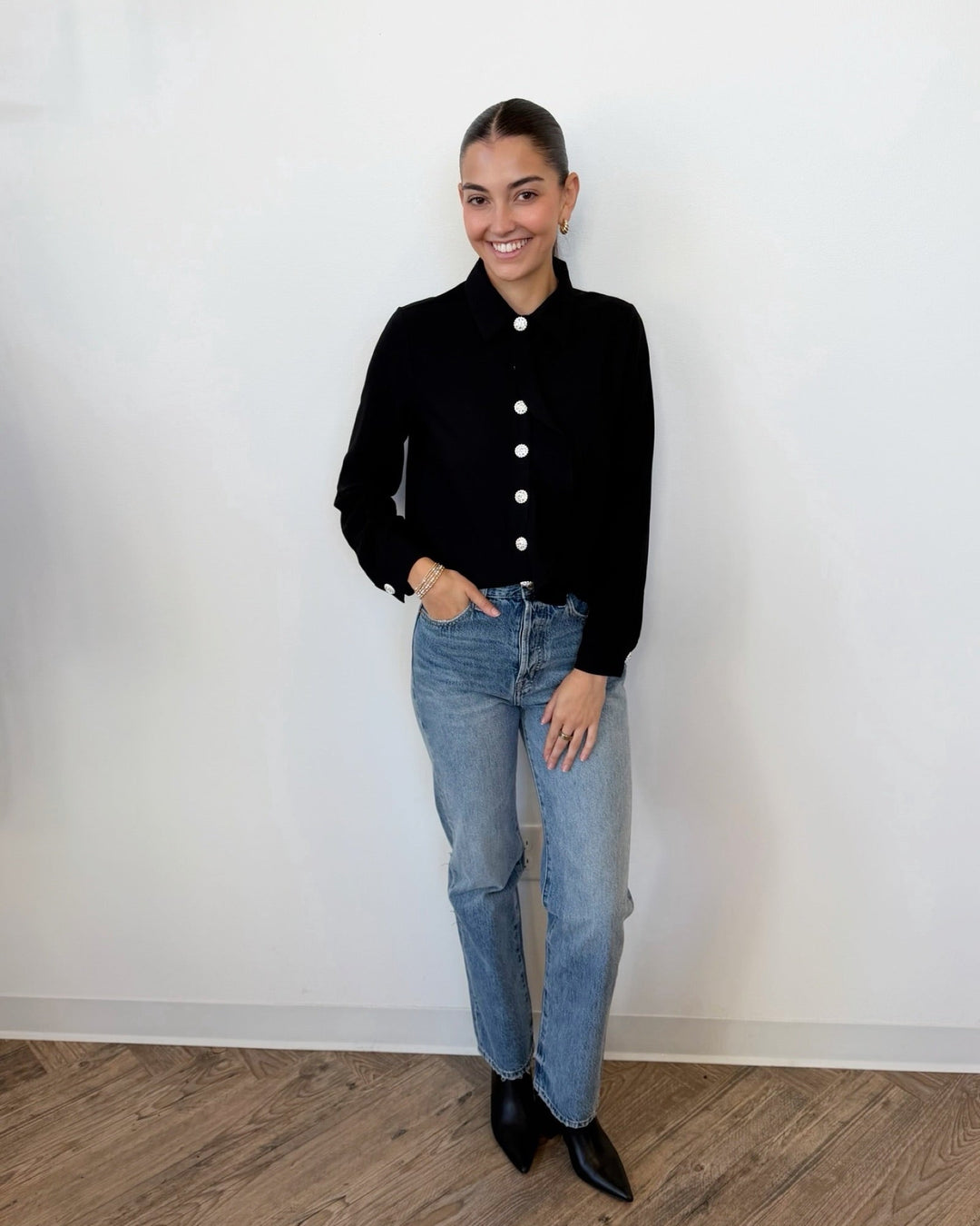 Bishop + Young Proper Ruffle Front Blouselong sleeve blouse